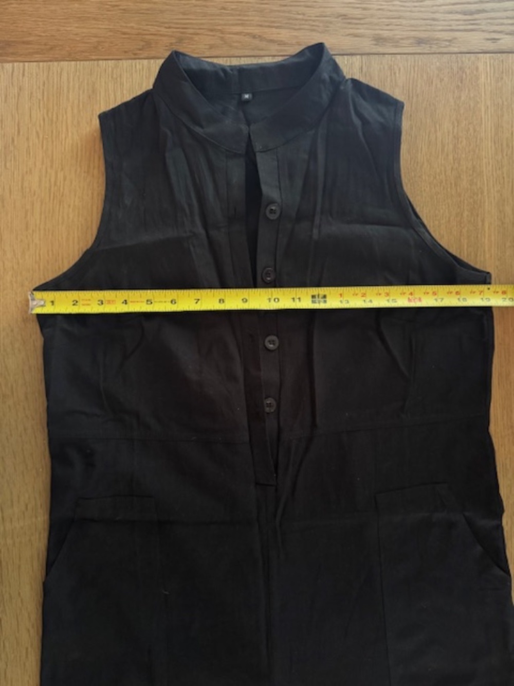 Black Linen Jumpsuit. Wide Leg. Sleeveless Half Button Linen Overall. M. NWOT - Picture 5 of 5